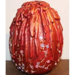 Osterei KUPFER & ROSEN Acrylmalerei auf einem Keramikei Ostergeschenk Künstler-Ei Sammlerstück