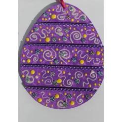 Osterei LILA OSTERZAUBER Ostergeschenk auf einem Holzei Künstler-Ei Wanddeko Collage Osterdekoration aus Holz