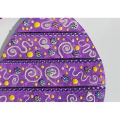 Osterei LILA OSTERZAUBER Ostergeschenk auf einem Holzei Künstler-Ei Wanddeko Collage Osterdekoration aus Holz