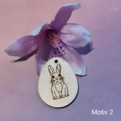 Osterei mit Hasenmotive und Name