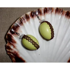 Osterei Ohrringe hellblau hellgrün earrings Unikat unique copy Geschenk für sie gift for her Frühling Ostern spring eastern