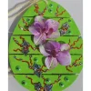 Osterei ORCHIDEENZAUBER Collage Acrylmalerei auf einem Holzei Künstler-Ei Wanddeko Collage Blütenbild Osterdekoration