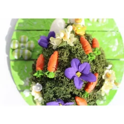 Osterei OSTERGÄRTCHEN  Collage Acrylmalerei auf einem Holzei Künstler-Ei Wanddeko Osterdekoration