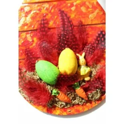 Osterei OSTERGÄRTCHEN (Nr. 2) Collage Acrylmalerei auf einem Holzei Künstler-Ei Wanddeko Osterdekoration