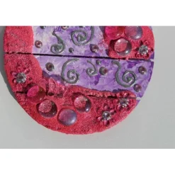 Osterei OSTERN IN PINK Ostergeschenk auf einem Holzei Künstler-Ei Wanddeko Collage Osterdekoration aus Holz