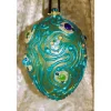 Osterei PETROL mit Acrylfarbe bemalt und mit Wolle und Schmucksteinen verziert Osterdeko Hängedeko großes Osterei