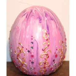 Osterei ROSA Acrylmalerei auf einem Keramikei Ostergeschenk Künstler-Ei Sammlerstück Unikat Handarbeit