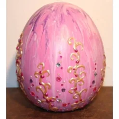 Osterei ROSA Acrylmalerei auf einem Keramikei Ostergeschenk Künstler-Ei Sammlerstück Unikat Handarbeit