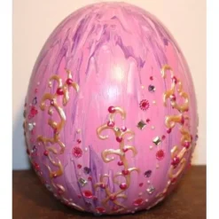 Osterei ROSA Acrylmalerei auf einem Keramikei Ostergeschenk Künstler-Ei Sammlerstück Unikat Handarbeit