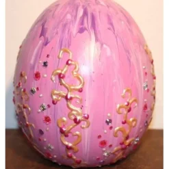 Osterei ROSA Acrylmalerei auf einem Keramikei Ostergeschenk Künstler-Ei Sammlerstück Unikat Handarbeit