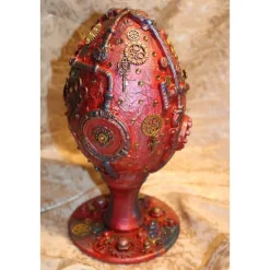 Osterei STEAMPUNK Osterdeko Kunststoffei dekoriert mit Modeliermasse im Steampunk-Industrial-Stil Viktorianisch Deko-Ei