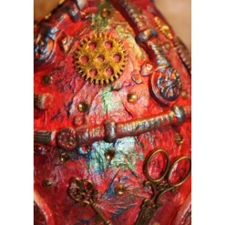 Osterei STEAMPUNK Osterdeko Kunststoffei dekoriert mit Modeliermasse im Steampunk-Industrial-Stil Viktorianisch Deko-Ei