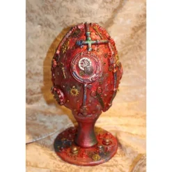 Osterei STEAMPUNK Osterdeko Kunststoffei dekoriert mit Modeliermasse im Steampunk-Industrial-Stil Viktorianisch Deko-Ei