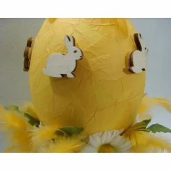 Osterei XXL 25cm hohe Osterdeko in gelb weiß Unikat