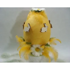 Osterei XXL 25cm hohe Osterdeko in gelb weiß Unikat