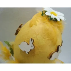 Osterei XXL 25cm hohe Osterdeko in gelb weiß Unikat