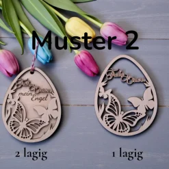 Ostereianhänger aus Holz graviert – Personalisierte Frühlingsdeko & Sternenkind Andenken