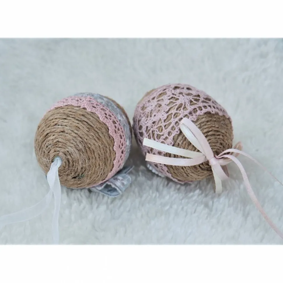 OSTEREIER * DEKO * VINTAGESTI L* LANDHAUSSTI L* BEIGE/ALTROSA * BAND/SPITZE