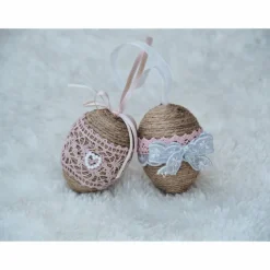 OSTEREIER * DEKO * VINTAGESTI L* LANDHAUSSTI L* BEIGE/ALTROSA * BAND/SPITZE