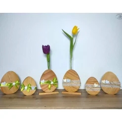 Ostereier aus Douglasienholz natur, 2er-Set / Osterdekoration