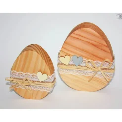 Ostereier aus Douglasienholz natur, 2er-Set / Osterdekoration