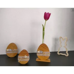 Ostereier aus Douglasienholz natur, 2er-Set / Osterdekoration