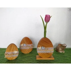 Ostereier aus Douglasienholz natur, 2er-Set / Osterdekoration