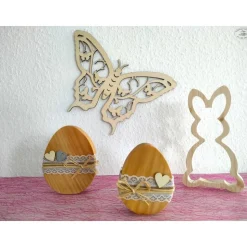 Ostereier aus Douglasienholz natur, 2er-Set / Osterdekoration