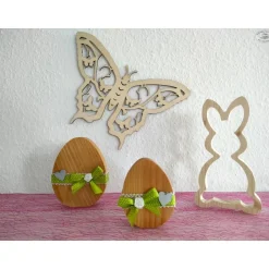 Ostereier aus Douglasienholz grün, 2er-Set / Osterdekoration