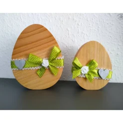 Ostereier aus Douglasienholz grün, 2er-Set / Osterdekoration