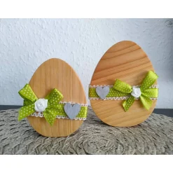 Ostereier aus Douglasienholz grün, 2er-Set / Osterdekoration