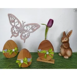 Ostereier aus Douglasienholz grün, 2er-Set / Osterdekoration