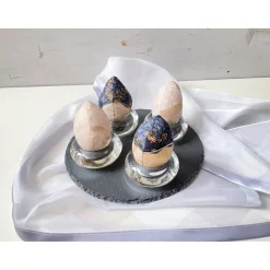 Ostereier gold dunkelgrau Stoffeier Gänseeigroß