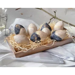 Ostereier gold dunkelgrau Stoffeier Gänseeigroß