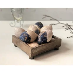 Ostereier gold dunkelgrau Stoffeier Gänseeigroß