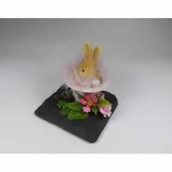 Ostereier Tischdeko – Deko Hase aus dem Hut auf Schieferplatte, Landhausstil, 10x10cm