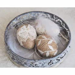 OSTEREIER*DEKO*VINTAGESTIL*LANDHAUSSTIL*CREMEWEISS/BEIGE*JUTEBAND/SPITZE