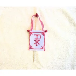 Osterfahne, Osterlamm Fahne, Tischdekoration, Osterschmuck religiös Handarbeit