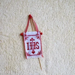 Osterfahne, Osterlamm Fahne, Tischdekoration, Osterschmuck religiös Handarbeit