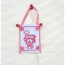 Osterfahne, Osterlamm Fahne, Tischdekoration, Osterschmuck religiös Handarbeit