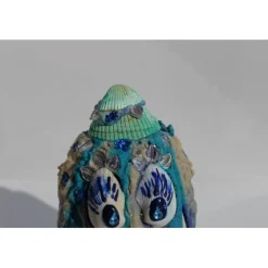 Osterfigur SHELLY EIERMEIER witziges Ostergeschenk kleine Skulptur Deko-Ei Künstler-Ei Osterei Muscheln