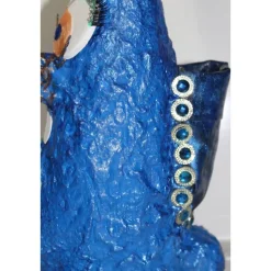 Ostergeschenk BLUE BUNNY handgefertigte Künstler-Figur Osterdeko Geldgeschenk Osterhase handgefertigtes Unikar Upcycling