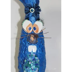 Ostergeschenk BLUE BUNNY handgefertigte Künstler-Figur Osterdeko Geldgeschenk Osterhase handgefertigtes Unikar Upcycling