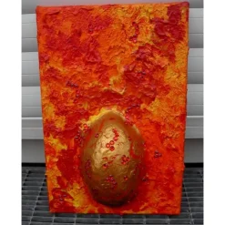 Ostergeschenk GOLDEN EI ;) abstraktes Dekoei auf einem Keilrahmen witzige Wanddeko Künstler-Ei  abstrakte Kunst