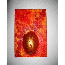 Ostergeschenk GOLDEN EI ;) abstraktes Dekoei auf einem Keilrahmen witzige Wanddeko Künstler-Ei  abstrakte Kunst
