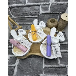 Ostergeschenk I Hasentablett I Handmade I Kerze mit Spruch I Tischdeko I Osterdekoration