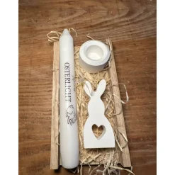 Ostergeschenk, Mitbringsel, Kerzenständer, Kerze, Osterhase