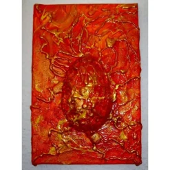 Ostergeschenk OSTERFEUER abstraktes Dekoei auf einem Keilrahmen witzige Wanddeko Künstler-Ei  abstrakte Kunst