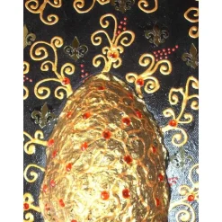 Ostergeschenk OSTERGOLD abstraktes Dekoei auf einem Keilrahmen witzige Wanddeko Künstler-Ei  abstrakte Kunst