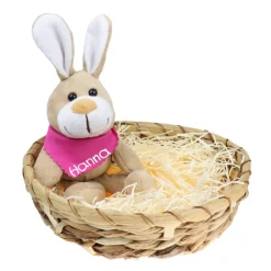 Ostergeschenk Osterkörbchen mit Hasen u. Namen Osternest - Geschenk zu Ostern personalisiert Set aus Kuscheltier & Hase